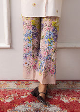 LaRosa Summer Dreams Kathleen printed cotton nightwear set for women, featuring a soft pastel co-ord with floral embroidery trouser.